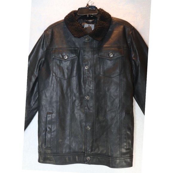 XRAY Men's Faux Leather Coat Motorcycle Biker Jacket Black Large - Picture 5 of 10